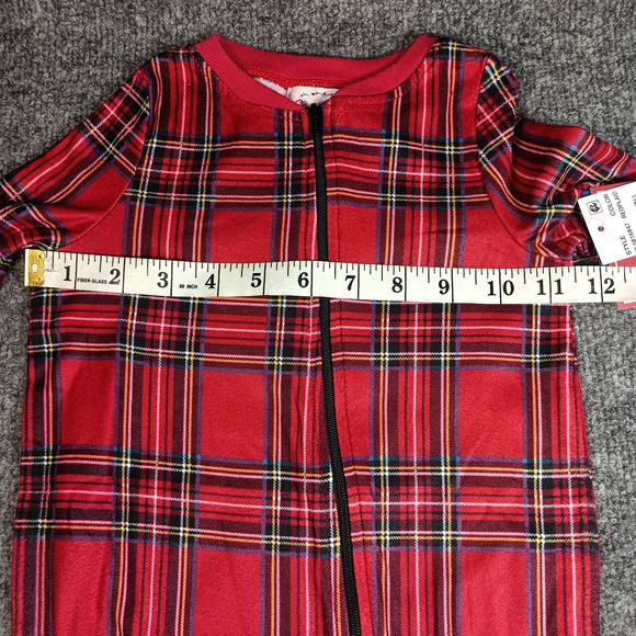 Lanz Of Salzburg Baby Pajamas Size 6-9 Months Red Tartan Plaid Flame Resistant - Picture 6 of 7